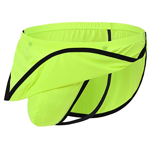 Zonbailon Mens G String Shorts Split Side Sexy Bulge Enhancing Underwear T Back Thong Boxer Briefs Fluorescent-Green #TOP12