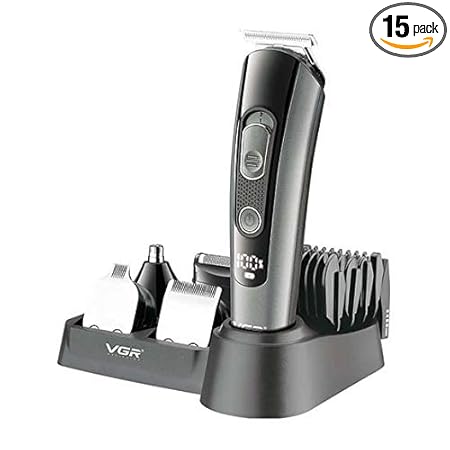 VGR V175 Professional Cord Cordless Grooming Kit with 5 Guide Combs Runtime 150 min Trimmer for Men, Black, Standard,1 count