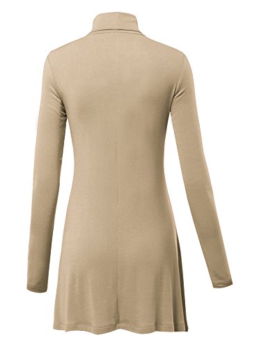 Come Together California Ctc Wt992 Womens Long Sleeve Turtleneck Sweater Tunic With Various Hem S Taupe #TOP2