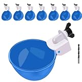 Chicken Waterer Cups, 8 Packs Blue Large Chicken Watering Cups, Automatic Chicken Water Cups, Tee Fittings Poultry Feeder Cups Suitable for Chicken, Duck, Goose, Turkey with Mounting Hole Opener