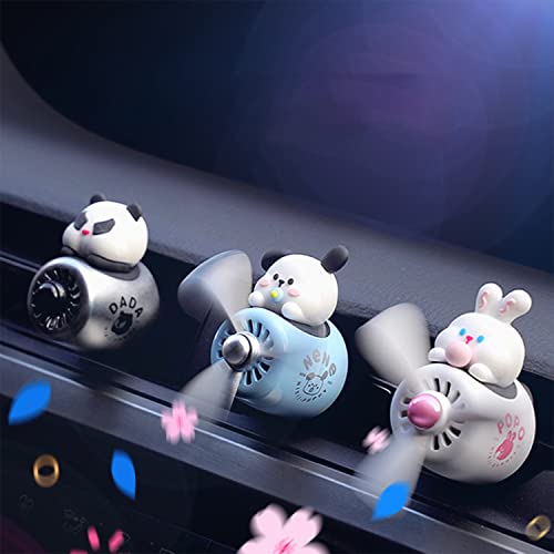 Image of Car fragrance diffuser pilot car air outlet fragrance diffuser cartoon rotating fan leaf car perfume cute cartoon shape car perfume air freshener with 2 fragrances (dog)