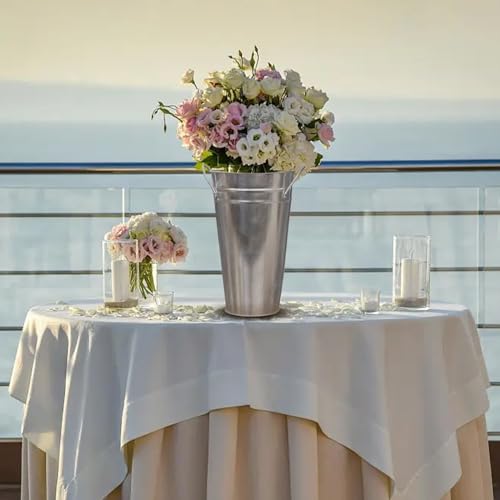 Vase en métal galvanisé argenté avec poignées pour bouquet de fleurs - 5