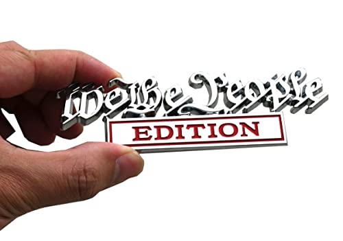 We The People Edition Emblem Full Metal Badge Decal 3D Sticker Compatible With Universal Car, Truck, Suv, Boat, Vehicle Door Decoration (Chrome/Red) #TOP25