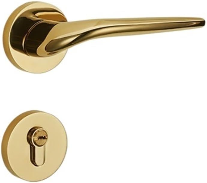 Golden Door Lock Bedroom Indoor Wooden Door Lock Light Luxury Magnetic Silent Split Lock Household Lock Room Door Lock Door Handle(E Bright Gold Magnetic 35-50mm)