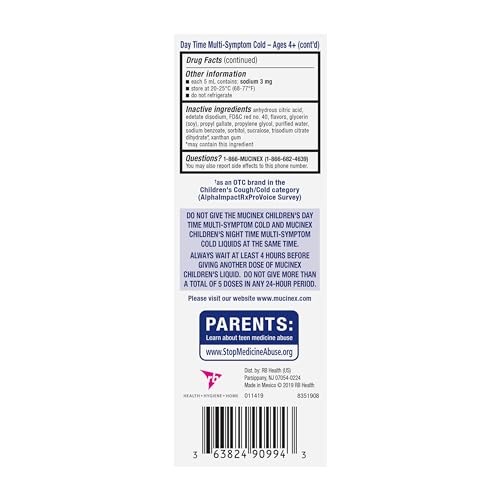 Mucinex ASA-104 Children'S Day & Night Combo Pack, Kids Cold Medicine / Kids Cough Medicine thumb #7