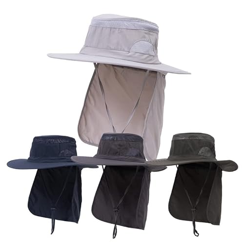 Jjzs Uv 50+ Sun Protection Hat For Men & Women, Wide Brim Bucket Hat For Outdoor Sport & Works Fishing Hat With Neck Flap Light Gray thumb #7