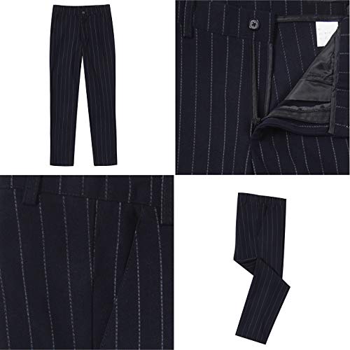 Suits For Boys Vest And Pants Set Toddler Formal Wear Slim Fit Ring Bearer Outfit Pinstripe Black Size 7 #TOP4