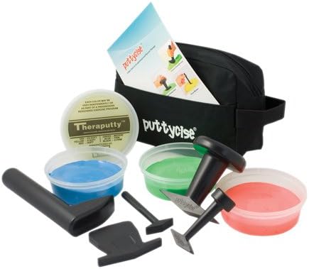 Puttycise TheraPutty Set, 5 Tools, 4 x 6 oz. Putties, Medium (Yellow, Red, Green, Blue)