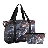 Un astronauta tigre Tabby Cat Sailing Through Space Hungry Cat Treats Flotante Around Photo Re Travel Duffel Bag Waterproof Gym Sport Tote Bag Carry On Weekender Bag con compartimento, Un gato