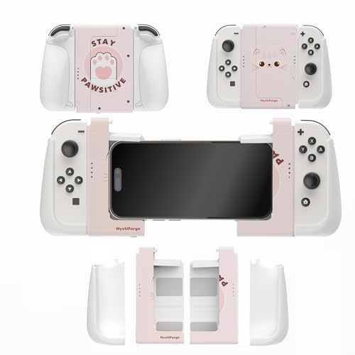 MystiForge Poignée ergonomique et support pour iPhone/Joycon/iOS, support confortable pour Switch/Switch OLED, pour Arcade, MFi, PS Remote Play, Xbox Game Pass, Call of Duty, Genshin Impact, Grip et
