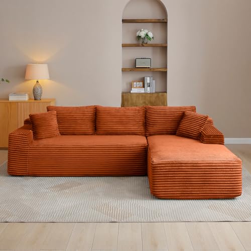 108" Cloud Sectional Couch, Modern Boneless Couch with L-Shape Chaise,