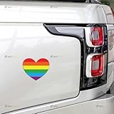 LGBTQ Gay Pride Regenbogen-Flagge, Herz, Auto-Magnet-Aufkleber, magnetisch, 10,2 cm, 12,7 cm, für LKW-Tür, Kühlschrank, wiederverwendbar, wasserdicht, 2 Stück