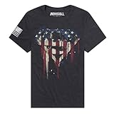 Superman US Flag Paint Drip Indivisible Official Men's Classic Ring-Spun T-Shirt, Black Ink Heather, 2X-Large