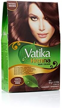 Dabur Vatika Henna Hair Color - Henna Hair Dye and Conditioner, Zero Ammonia for Strong and Shiny Hair, 100% Grey Coverage, 6 Sachets X 10g (Natural Brown)