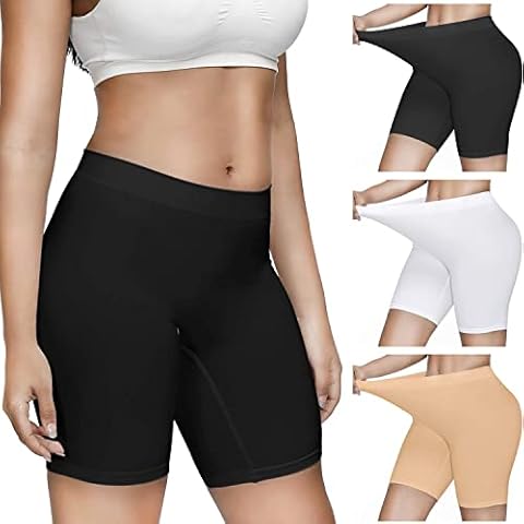 SIMIYA 3 Pack Slip Shorts for Women, Seamless Slip Shorts for Under Dresses, Comfortable Workout Yoga Biker Shorts Cover