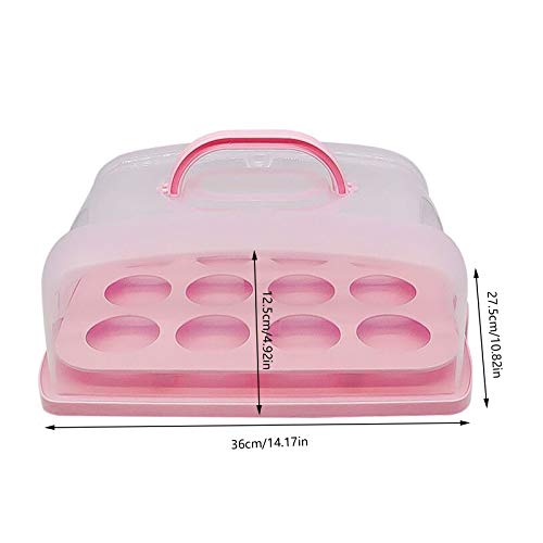 Zoaju Pink Cake And Cupcake Carrier With Collapsible Handles, Portable Cake Holder Box Holds Up To 11"(L) X 7"(W) Cake Or Less For Transports Pies, Muffins, Cookies And Other Desserts #TOP1