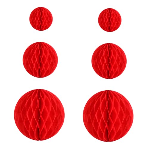 ARTSEWPLY 6 Piezas Decoración De Colgantes De Bola De Panal Rojo Decoración Colgante De Panal Papel