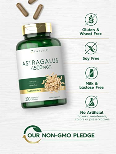 Carlyle Astragalus Root Capsules 4500Mg | 200 Count | Vegetarian, Non-Gmo, Gluten Free Supplement #TOP3