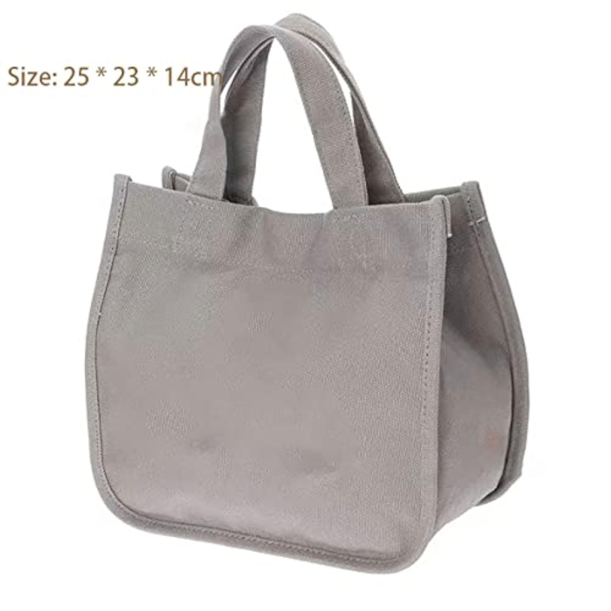 Cartoon Embroidery Portable Small Square Bag, Canvas Lunch Bag