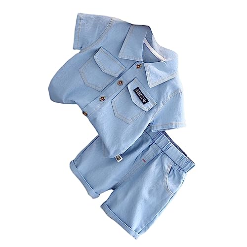 XUSIJAKQ1 Ternos masculinos roupas de verão roupas infantis roupas infantis multicoloridas lapela az