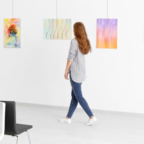 Image of Picture Hanging Kit - 10Pcs Frame Rail Hooks with 10Pcs Chains, Art Display Hanging System in Two Sizes for Wall Picture, Exhibition(Gold, 30CM & 60CM)