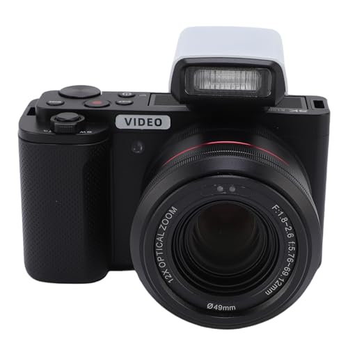 Annadue 写真撮影用5Kデジタルカメラ、3.2インチタッチスクリーン、64MPデジタルポイントアンドシュートカメラ、12倍光学ズーム、内蔵フラッシュ、Wi-Fi、オートフォーカス付き (黒)
