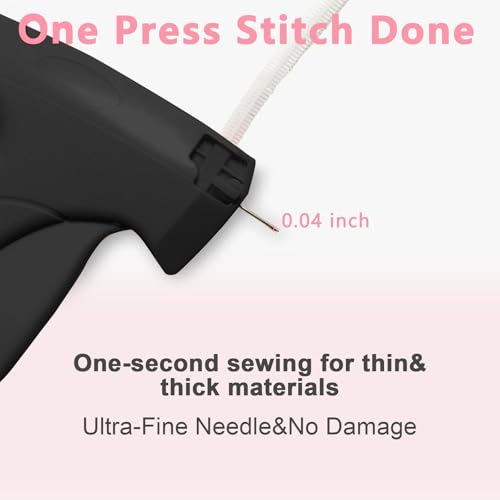 Miniatura 3 de Sinzoneu Pistola De Coser A Mano Mini Máquina De Coser Portátil Con 5 Agujas 1000 Pinzas, Reparación De Rayos Para Ropa Y Cortinas, Kit De Costura De Viaje Para Reparaciones Textiles, Negro