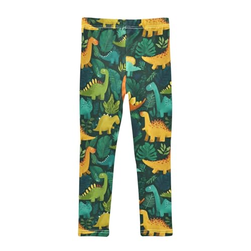 Vdsrup Girls Leggings Cartoon Dinosaur Kids Length Leggings Pants Athletic Yoga Pants Green Toddler Tights Trousers 4T2