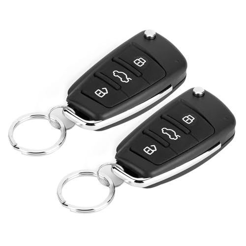 Sistema de Alarma para Coche con Cerradura Central sin Llave Universal de 2 Piezas con Kit de Control Remoto de 3 Botones, Negro