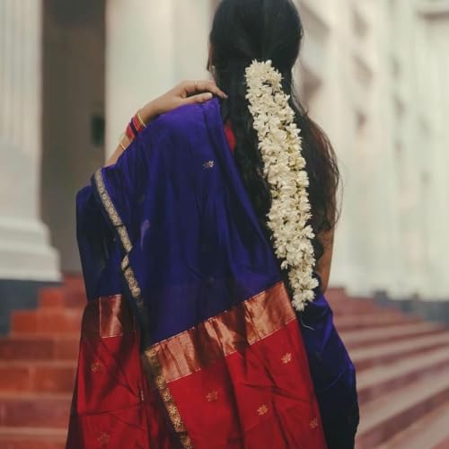 Image of Women's Banarasi Style Pure Kanjivaram Silk Jacquard Kanchipuram Pattu Saree With Un-Stiched Blouse (Navy Blue)
