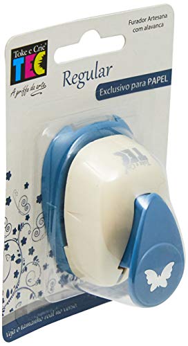 Furador Regular Alavanca (Papel) Borboleta 2, Toke E Crie, Fra091, Azul E Off White