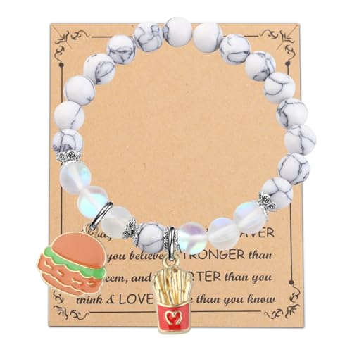 FUSTMW Funny French Fry Gifts Hamburger Bracelets French Fries Jewelry Hamburger Gift for Burger Lovers Fast Food Gifts