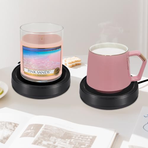 kobodon Wax Melt Warmer Burner Scented Candle Warmer Plate,3-1 Electric Coffee Mug Warmers,Fragrance and Heating Cup Warmers for Tea and Milk, Hot Chocolate as Gifts for Women(Black-2PCS)
