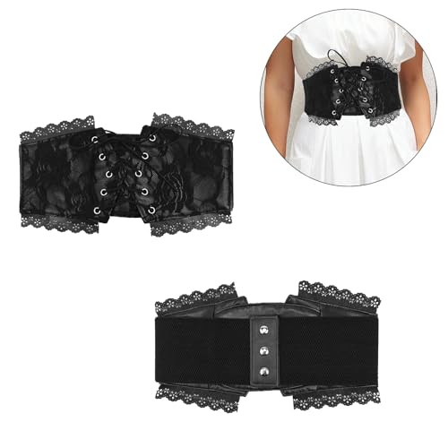 Elegant Lace Wide Belt Fashionable Women Waistband Stylish Waist Accessory for Daily Wear3