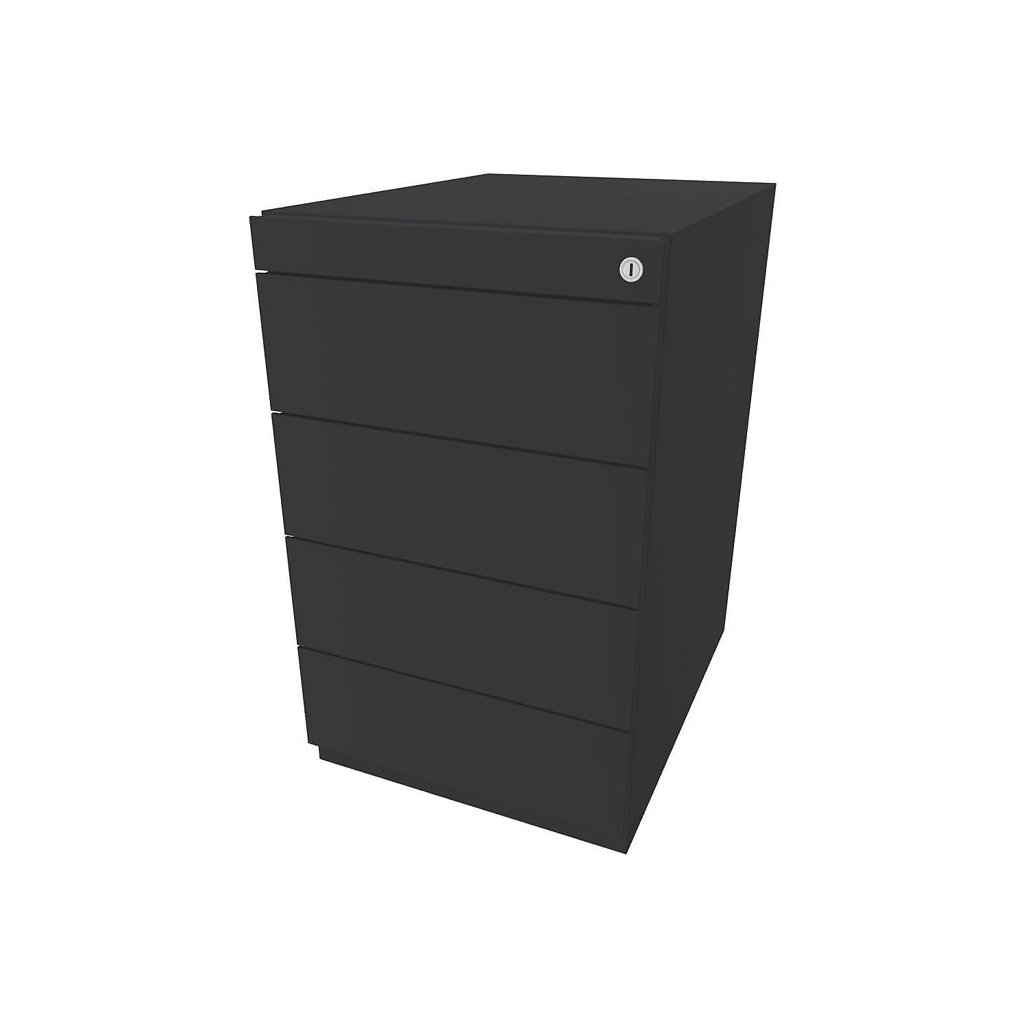 Bisley Caisson fixe Note™, avec 4 tiroirs universels, hauteur réglable, profondeur 565 mm, gris anthracite | NWA53G7SSSS634 - mobilier de bureau - meuble pour fournitures - caisson de bureau | Avec 4 tiroirs universels, profondeur 565 mm, anthracite