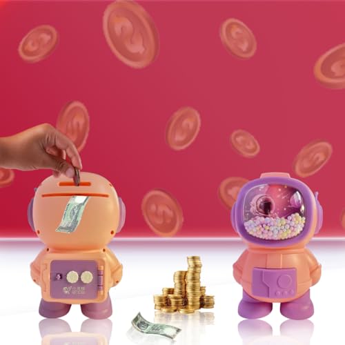 Image of Money Saving Bank with Coin Slot / /Creative Cartoon Design Money Bank / /Plastic Piggy Bank for Boys & Girls (Pack of 1) (Astronaut - Pink)