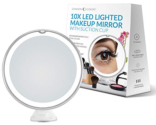 London Luxury 10X Magnifying Makeup Mirror | Lighted Makeup Mirror With 20 LEDs | 8