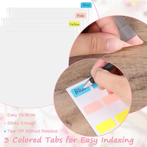 Image of 60 Pack 6x6 Inch Paper Storage Organizer Clear Plastic Sleeves with 120 Pcs Sticky Index Tabs Storage Folder Holder without Closure for Photos Scrapbooking Cardstock Origami Cookie Stencil Vinyl Paper