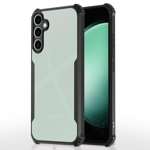 Image of Pikkme Crystal Clear Transparent Back | Ultra Hyrbid | Full Camera Protection | Raised Edge | Bumper Back Case for Samsung Galaxy S24 FE 5G (Black)