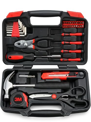 Image of Tool Kit | Staunch 39 Piece Home and Office Tool Set | Complete Starter Tool Kit Set & Organiser Tool Box with Tools Included | General Household Tool Kits for Home with DIY Tools in Tool Case