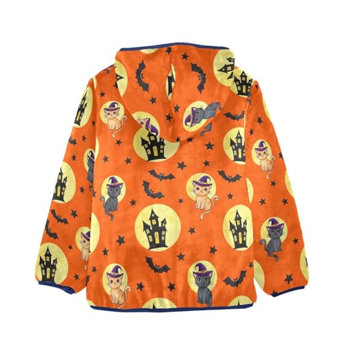 CHIFIGNO Cute Cats Halloween Toddler Winter Jacket, Toddler Boy Fleece Zip up Jacket Thick for Fall Winter Spring 3T2