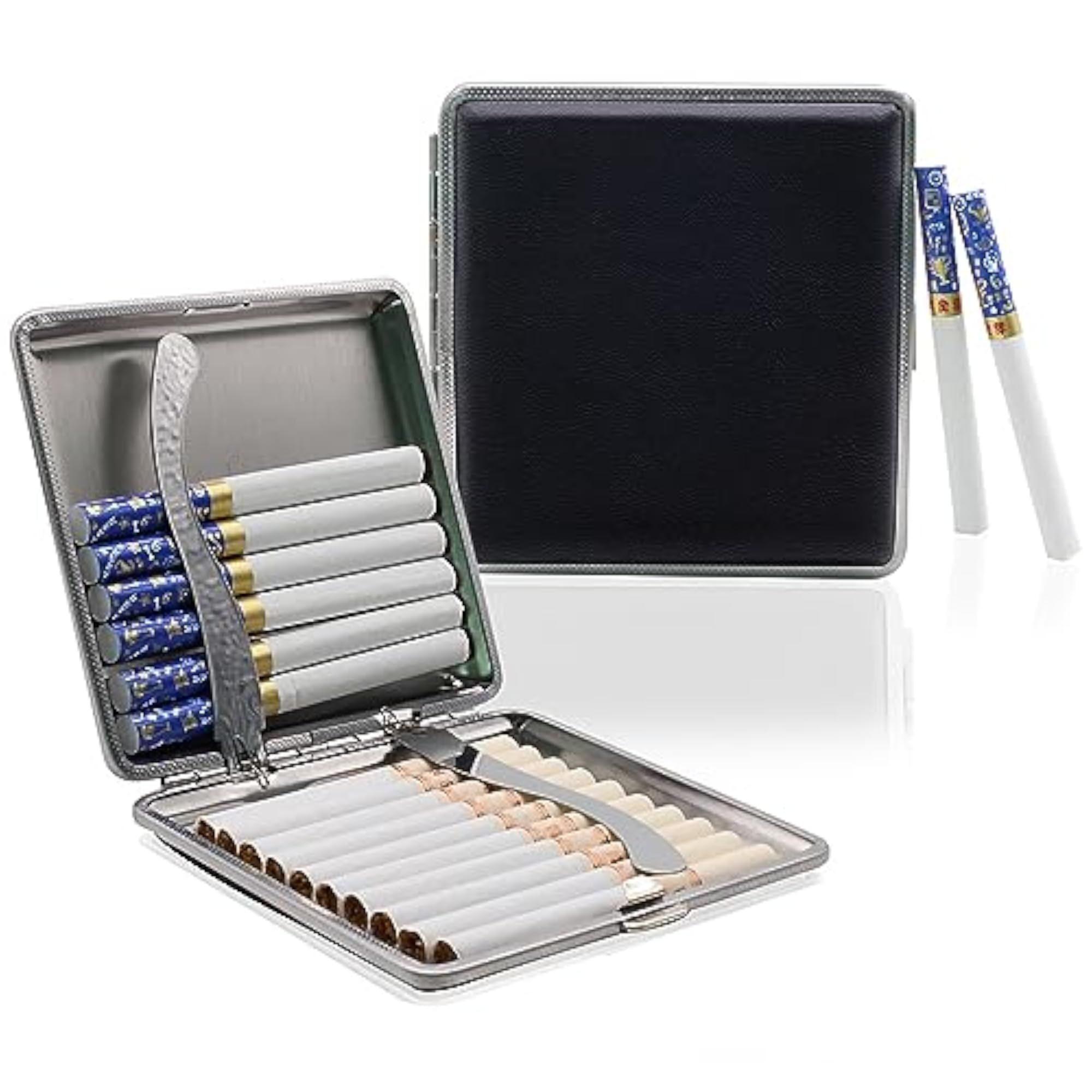 Brown Leather Hard Metal Cigarette Case, King Size