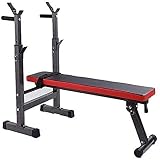 Silla Banco De Abdominales Cama con Barra para El Hogar Equipo De Ejercicios Cama para Levantamiento De Pesas Banco Plegable Multifunción Press Banco con...