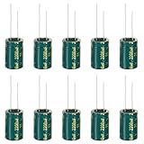 PATIKIL 25V 2200uF Elektrolytkondensatoren 10Stück 13x20mm Aluminium Hochfrequenz Elektrolytkondensatoren Für TV LCD Monitor Kühlschrank Leiterplatten Grün