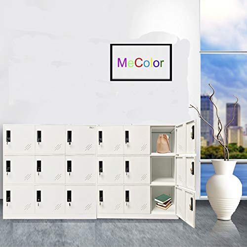 MECOLOR Full White Color Metal Office and Home Storage Cabinet Locker with 9 Doors Thin Edge Beautiful Appearance (Full White, 9D)…