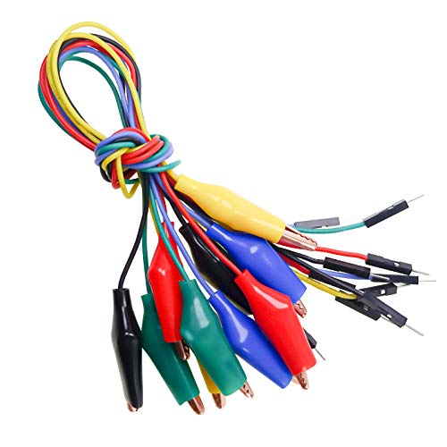 Cleqee 10 Stück Krokodilklemmen auf Breadboard Männliche Überbrückungsdrähte Weiche flexible Silikon-Messleitungen für elektrische Tests