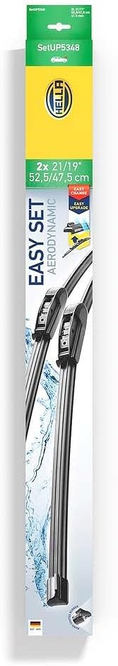 HELLA 9XW 358 164-221 Easy Set Upgrade Wiper Blade - SetUP5348 - Flat Wiper Blade - for Left-Hand Drive Vehicles - 525/475 mm - 21/19 Inch - Front - Quantity: 2