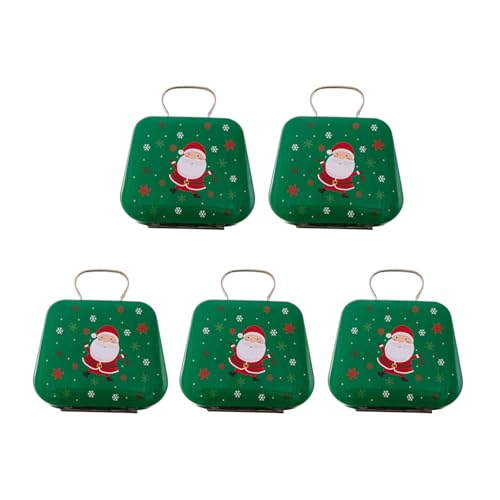 5pcsクリスマステーマの金属キャンディボックス装飾的なクリスマス甘いケーススナックボックスオフィスと学校のパーティーのためのクリスマスオフィスパーティー用品