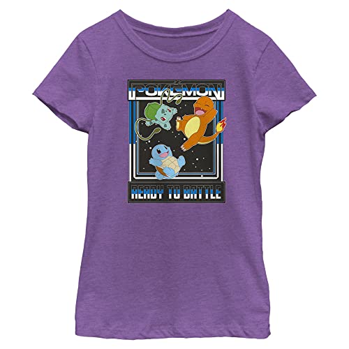 Pokemon Girls Ready to Battle Short Sleeve Tee Shirt, Purple Berry, Large