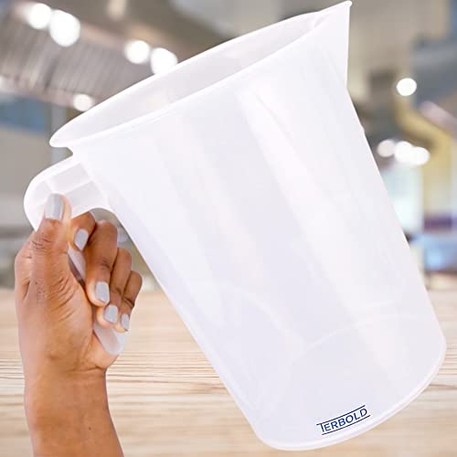 Terbold 5 Liter Measuring Pitcher 3-Pack | 1.3 Gallon Shatterproof Plastic Large Graduated Mixing Pitchers, 1 to 2 Gallons (5L, 5000ml)